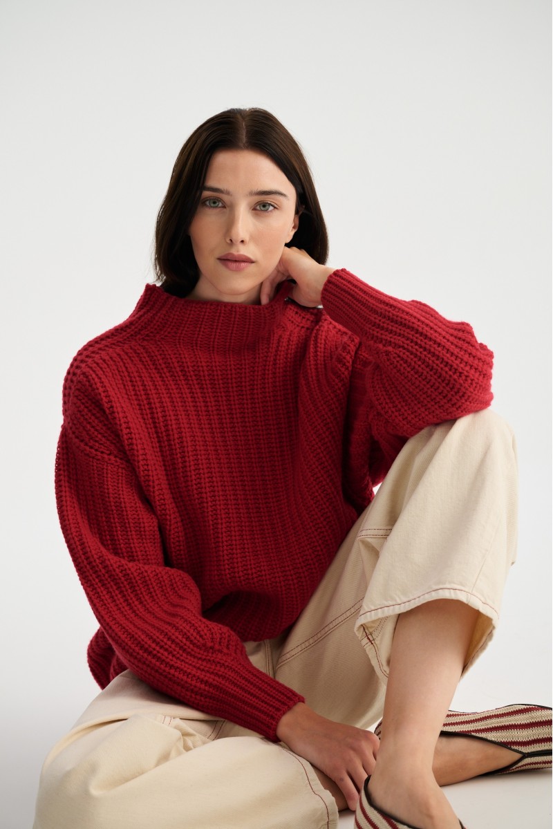 Gruby sweter golf merino z kaszmirem ALICE | Piumo