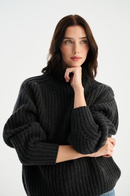 Gruby sweter golf merino z kaszmirem ALICE | Piumo