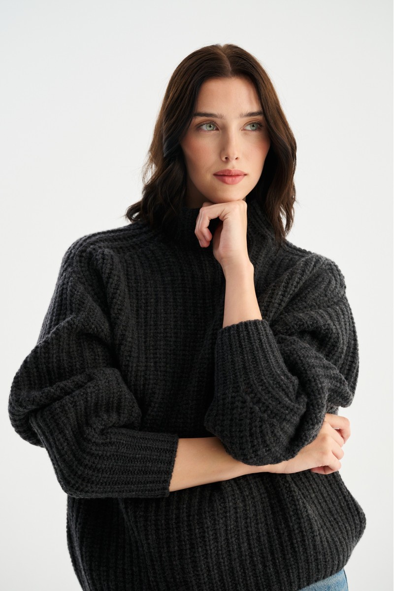 Gruby sweter golf merino z kaszmirem ALICE | Piumo