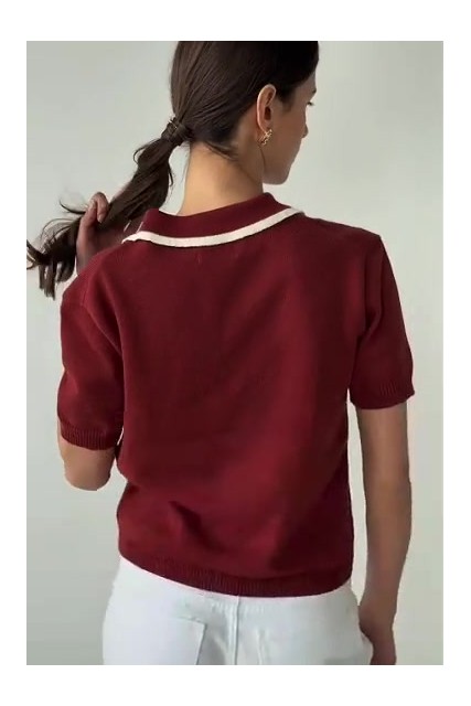 Polo Lora Latte - Dzianinowa koszulka polo z jedwabiem